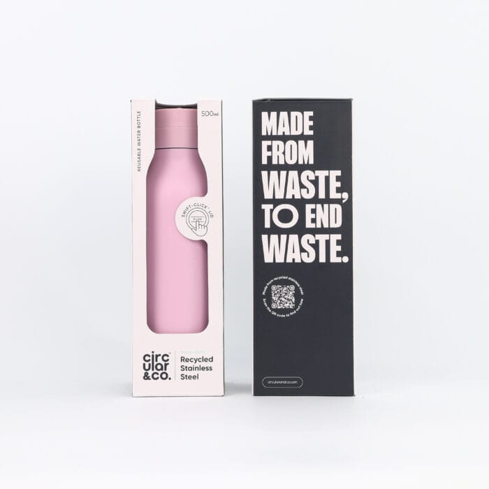 Circular&Co Website_ Stainless Steel_Reusable Bottle_ Dusk Pink _500ml_boxed Circular&Co. Reusable Stainless Steel Water Bottle, 500ml – Dusk Pink - Image 3