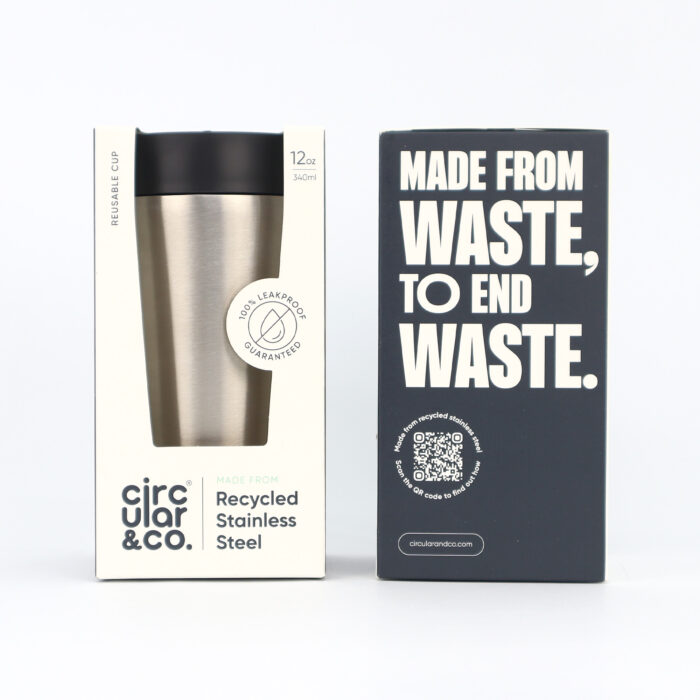 Circular&Co. Stainless Steel Travel Mug, 12oz (340ml) – Uncoated Ink Black - Image 3
