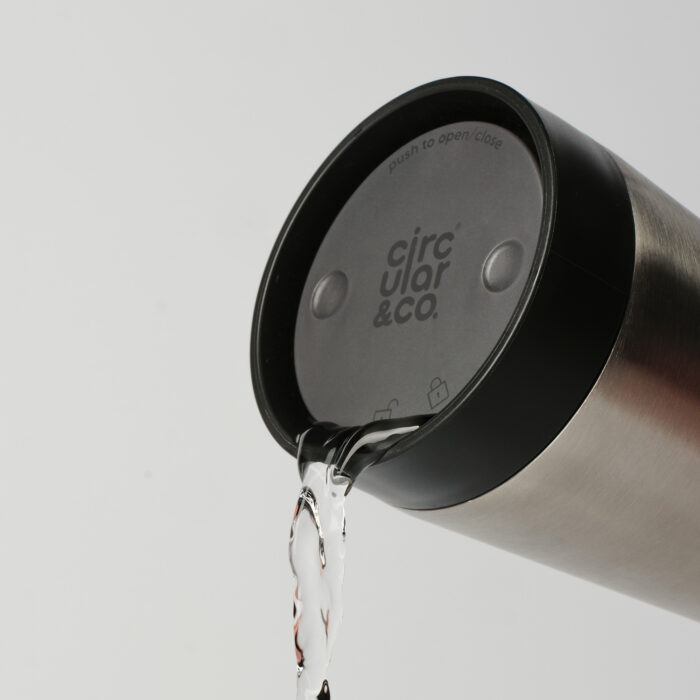 Circular&Co. Stainless Steel Travel Mug, 12oz (340ml) – Uncoated Ink Black - Image 4