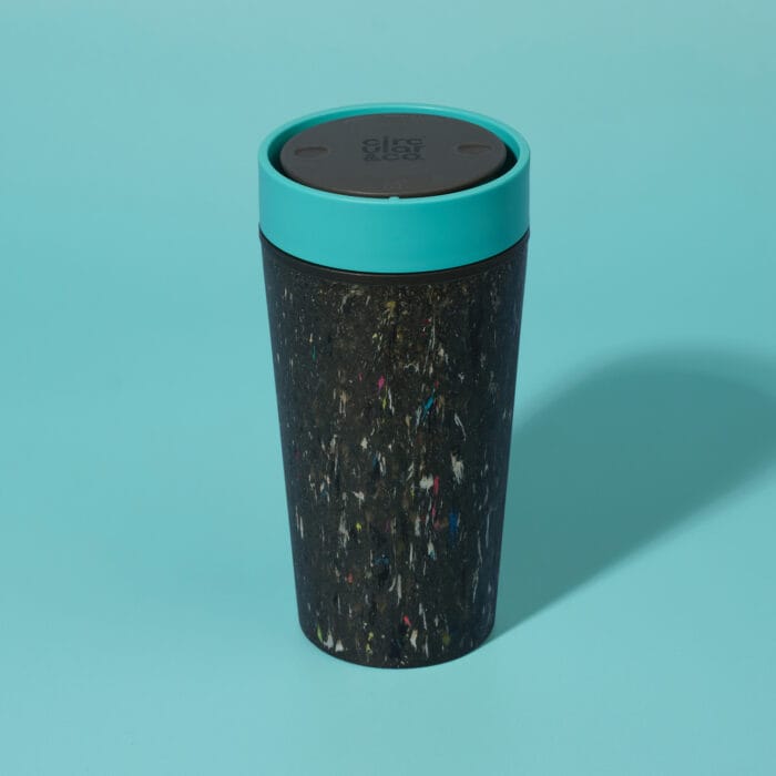 Circular&Co. Reusable Coffee Cup, 12oz (340ml) - Made From Trainers, Electric Blue - Image 1