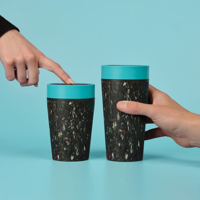 Circular&Co. Reusable Coffee Cup, 12oz (340ml) - Made From Trainers, Electric Blue - Image 7