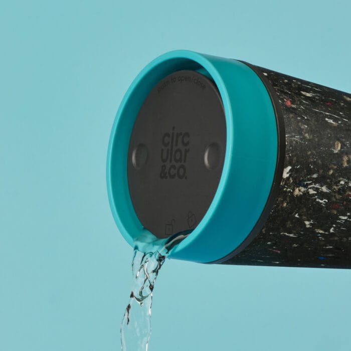 Circular&Co. Reusable Coffee Cup, 12oz (340ml) - Made From Trainers, Electric Blue - Image 4