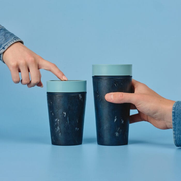 Circular&Co. Reusable Coffee Cup, 12oz (340ml) - Made From Fabric Waste, Stonewash Blue - Image 5