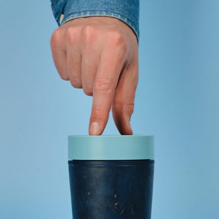 Circular&Co. Reusable Coffee Cup, 12oz (340ml) - Made From Fabric Waste, Stonewash Blue - Image 6