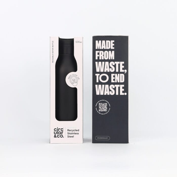Circular&Co. Reusable Stainless Steel Water Bottle, 500ml – Coated Ink Black - Image 3